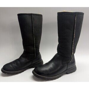 UGG Brooks Tall Boots Women's Size 8 Black Shearling Leather 5490 Winter